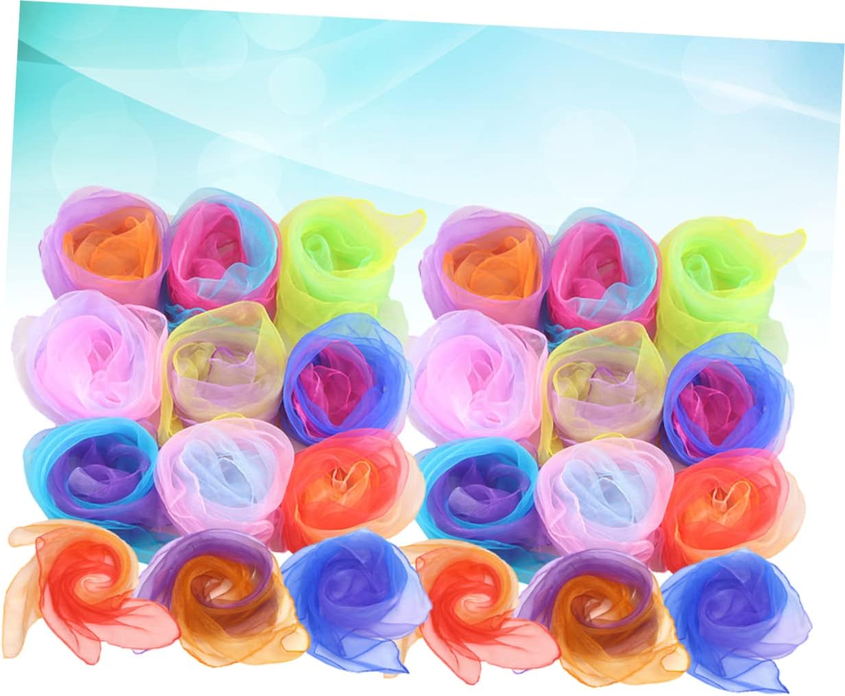24Pcs Gradient Color Dance Scarves Versatile Juggling Scarves for Performances Soft Gauze Material for Stage Props and Playtime Activities Random Colors