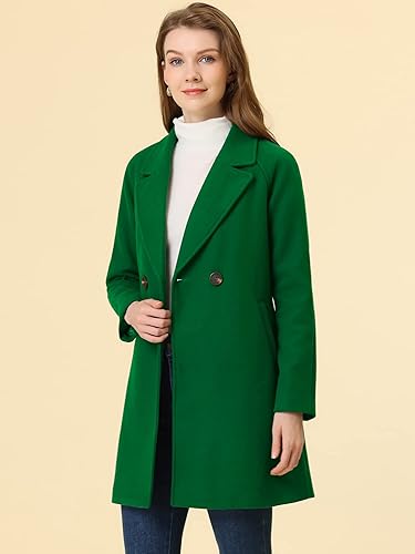 Miniatura 3 de Allegra K Abrigos de invierno con solapa muesca y doble botonadura para mujer