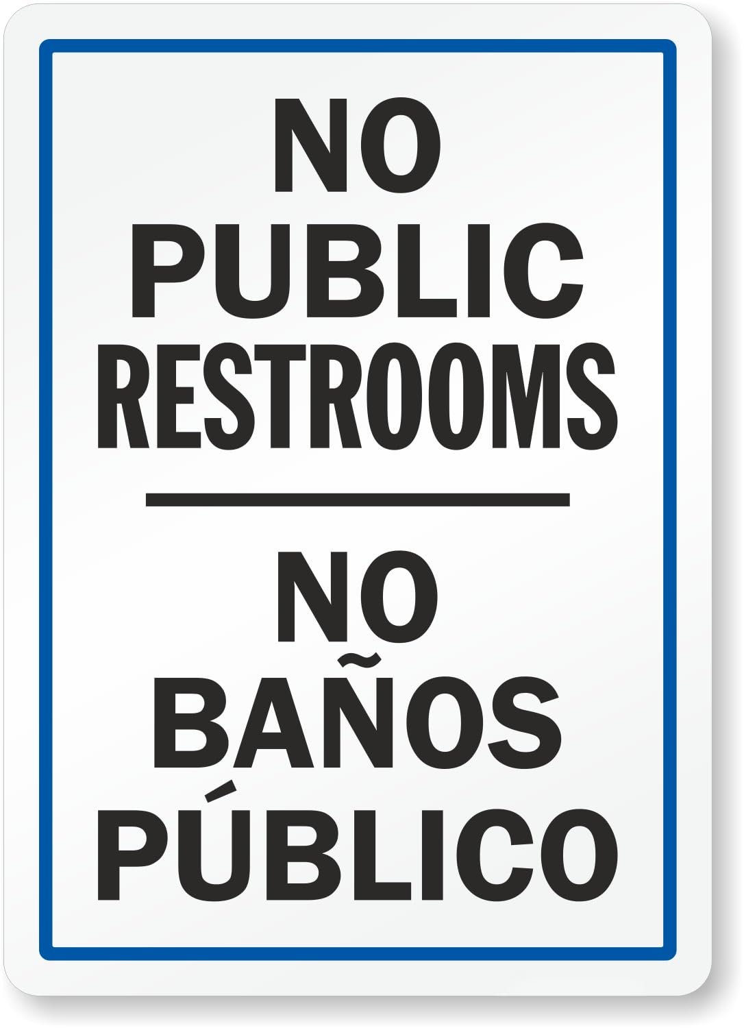 Spanish English Private Restroom Sign, Non Public Toilet Tip Metal Sign 12x8 Inch