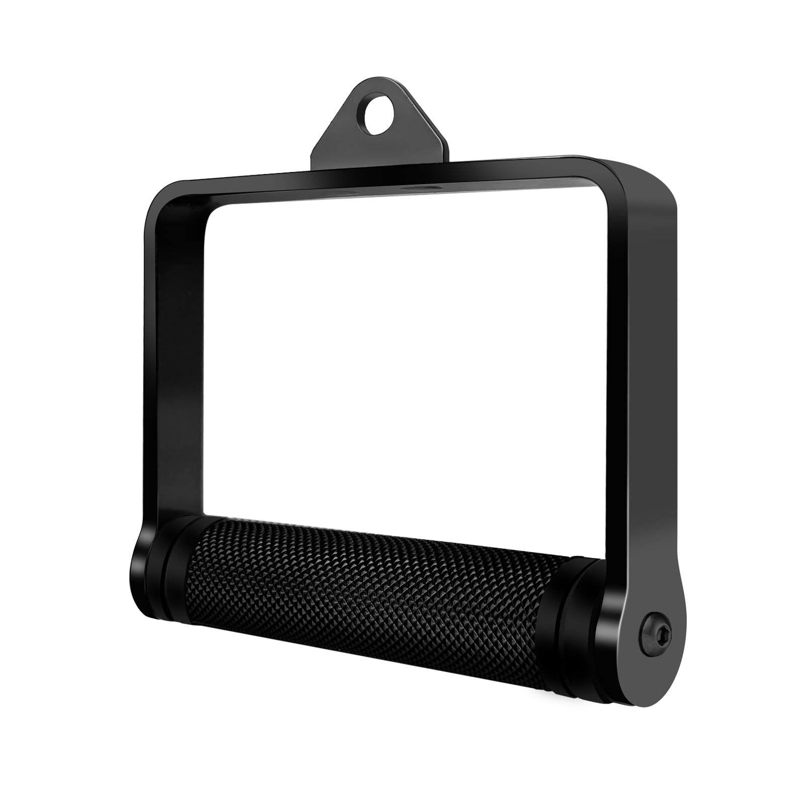 D Handle Cable Attachment for Weight Workout, Heavy Duty Steel with Non-Slip Rubber Grip (Black)
