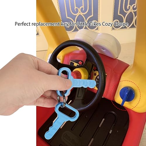 Miniatura 5 de Llave de Repuesto para Little Tikes Cozy Coupe, Paquete de 2 Llaves Personalizadas para Carro de Juguete, Llave de Regalo para Niños (Azul)