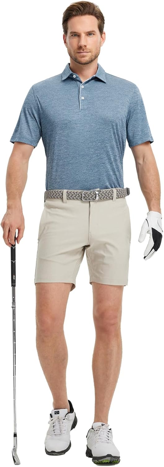 M MAELREG Golf Shirts for Men Short Sleeve Dry Fit Casual Striped Performance Moisture Wicking Collared Mens Polo Shirts - Image 4