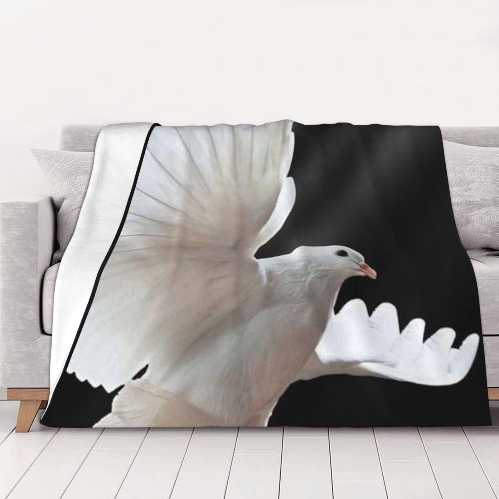 Couverture flanelle colombe volante 125x100, idée cadeau homme et femme