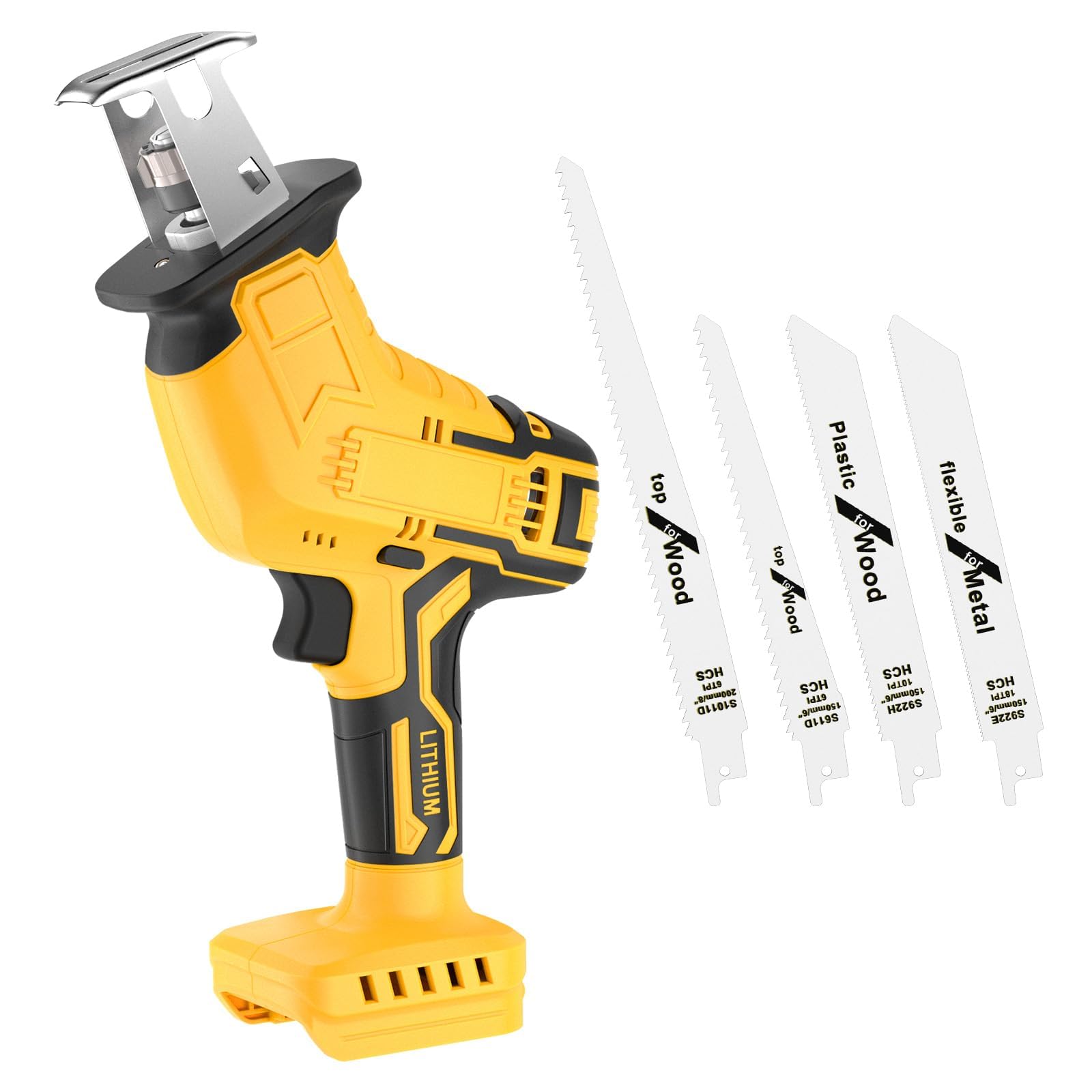 Cordless Reciprocating Saw for Dewalt 20V Battery, 0-3500 SPM Variable Speed, 150W Power Brush Reciprocating Saws,4 Saw Blades Kit Cutting Tool for Metal PVC Wood (Battery Not Included)