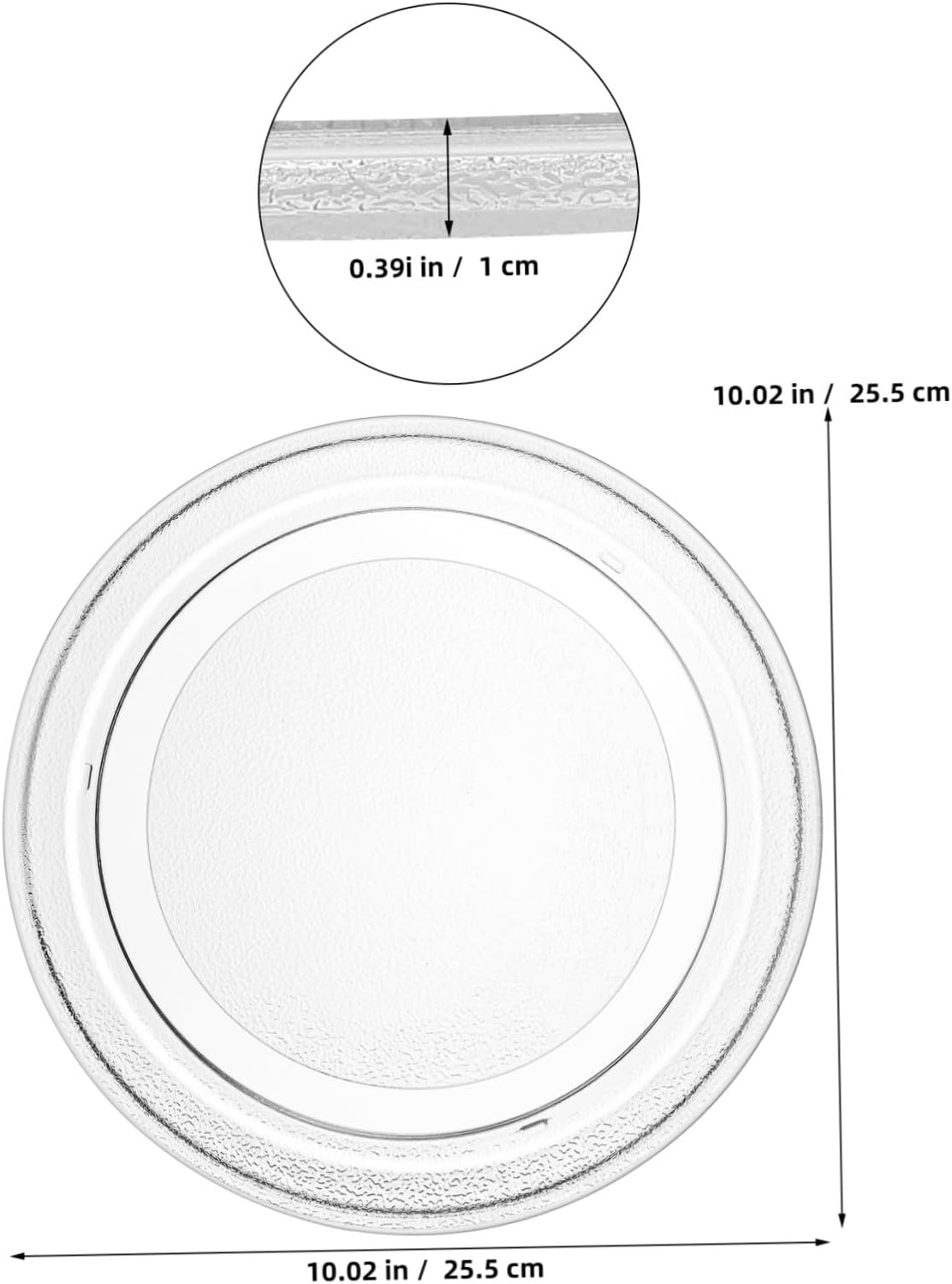 Microwave Glass Turntable Plate 25.5cm Flat Bottom White