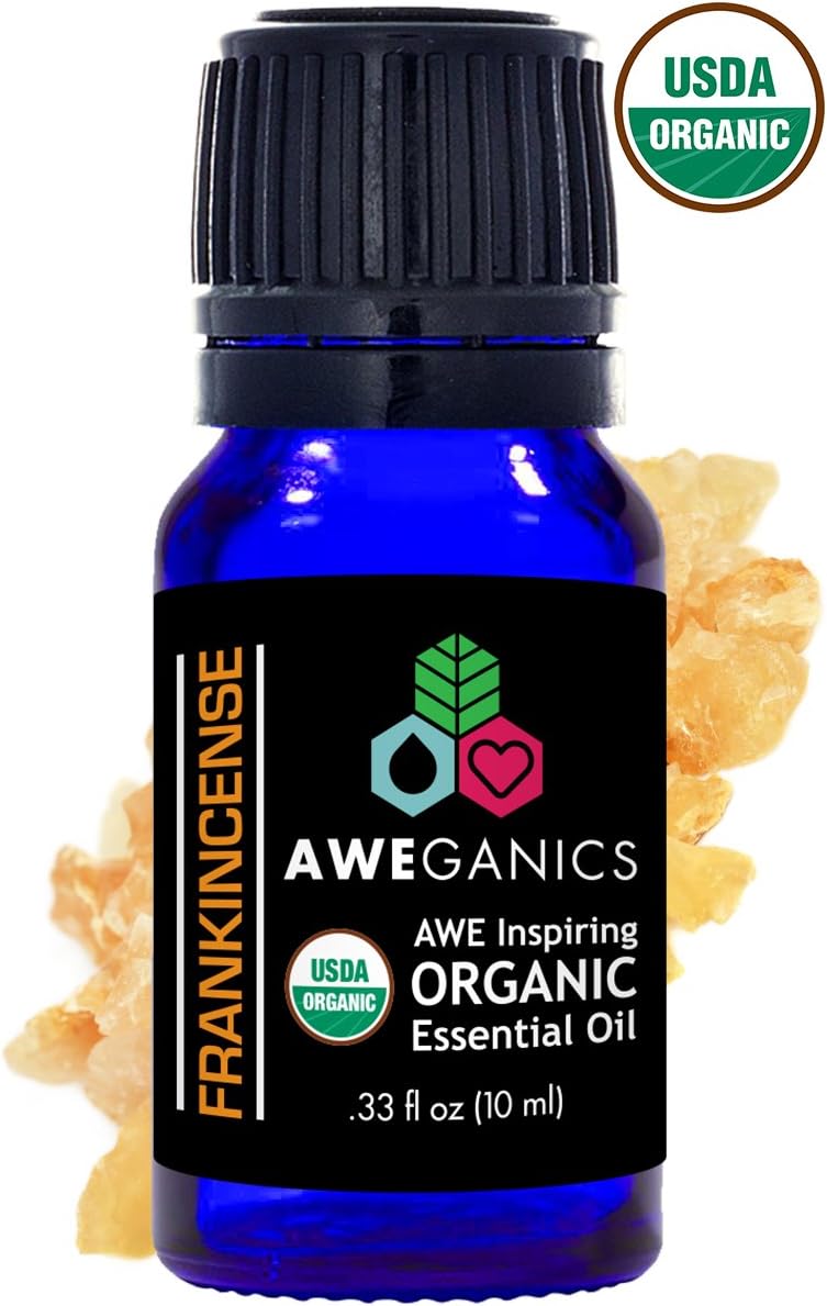 Pure Frankincense Oil USDA Organic Essential Oils 100% Pure Natural Premium Therapeutic Grade, Best Aromatherapy Scented-Oils for Diffuser, Home, Office, Personal Use – 10 ML – MSRP .99