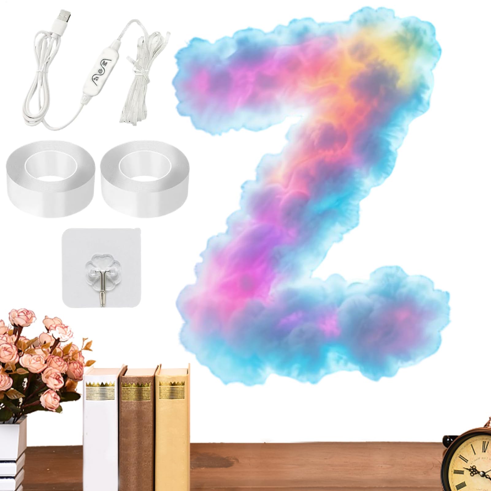 Rathalos - Luce notturna a LED 3D, alimentata tramite USB, set di luci a nuvola ritmica musicale, per camera da letto e sala giochi, brillante illuminazione USB cloud