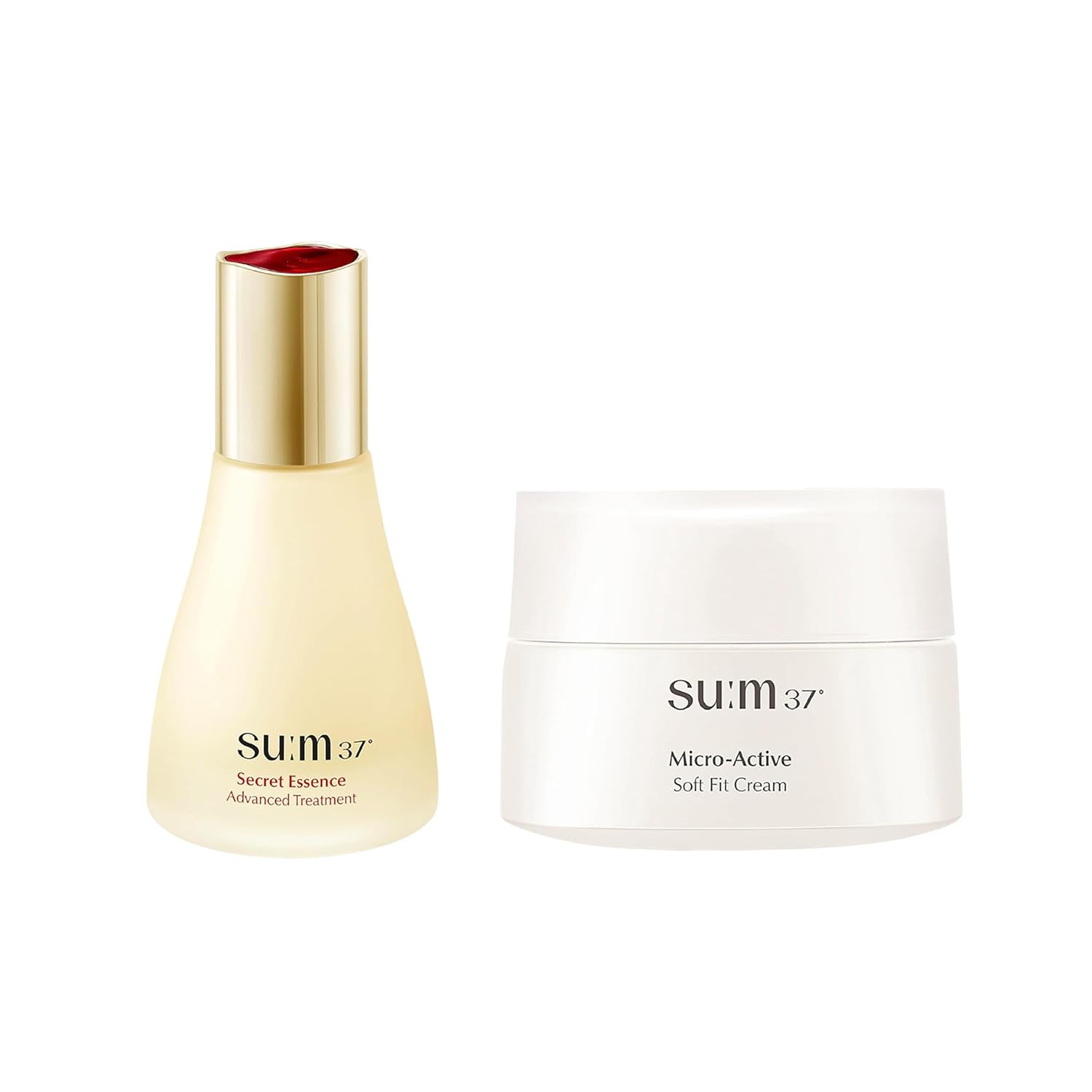 SU:M Secret Essence(1.011 fl oz) + Micro-Active Soft Fit Cream(1.67 fl oz) - Korean skin care, Skin Barrier Repair Hydrating Serum, Deep Hydration for Elasticty, Sensitive Skin