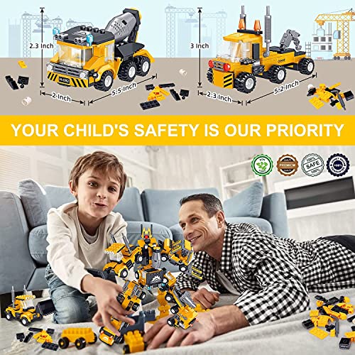 Gxi Konstruktionsspielzeug für Kinder, 6-in-1 DIY Engineering Trucks 718 Teile STEM Roboter Bausteine Spielzeug ab 6 7 8… – Bild 7