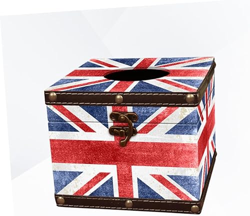 Miniatura 8 de Cabilock Caja de almacenamiento de servilleta contenedor de tejido de papel servilleta Union Jack de madera