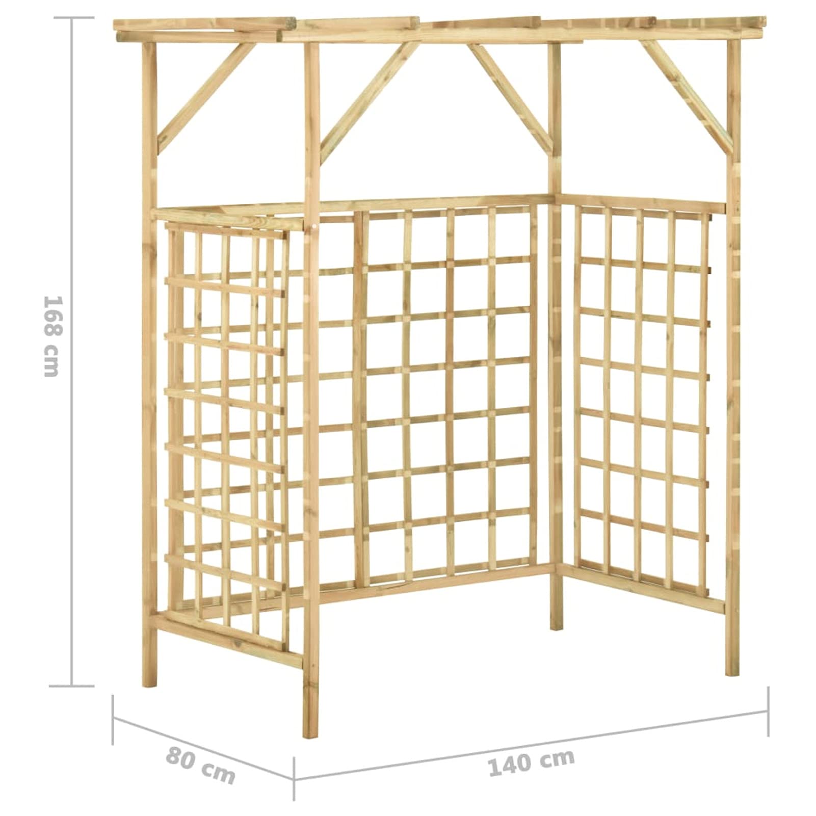 BaraSh Pergolato Giardino per Bidoni Doppi Legno di Pino Impregnato,Casa e Giardino,Prato e giardino,Vita all'aperto,Strutture da esterno,Archi, tralicci e pergole(SPU:316063)