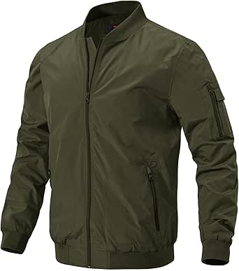 donhobo Herren Jacken Leichte Windbreaker Übergangsjacke Bomberjacke Frühling Herbst Fliegerjacke Stehkragen Baseball Blouson mit Reißverschlusstaschen