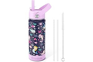 Insulated Water Bottle for Kids Cup with Straw - 18oz BPA-Free 18/8...