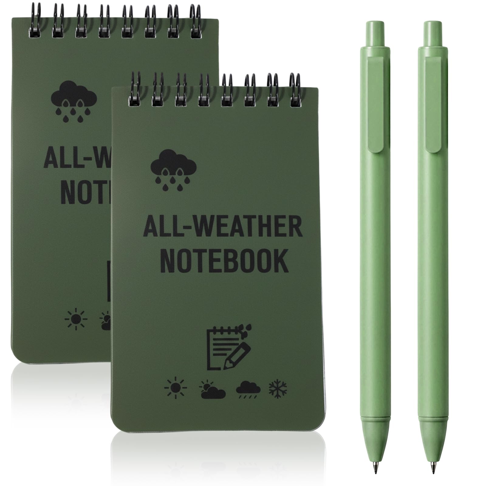 ROBGZMQW 2 Pcs Pocket Notebook and 2 Pcs Pen, Mini Notepad for Outdoor Activities, Writing in Hiking, Camping, Travel (green) โ image 1