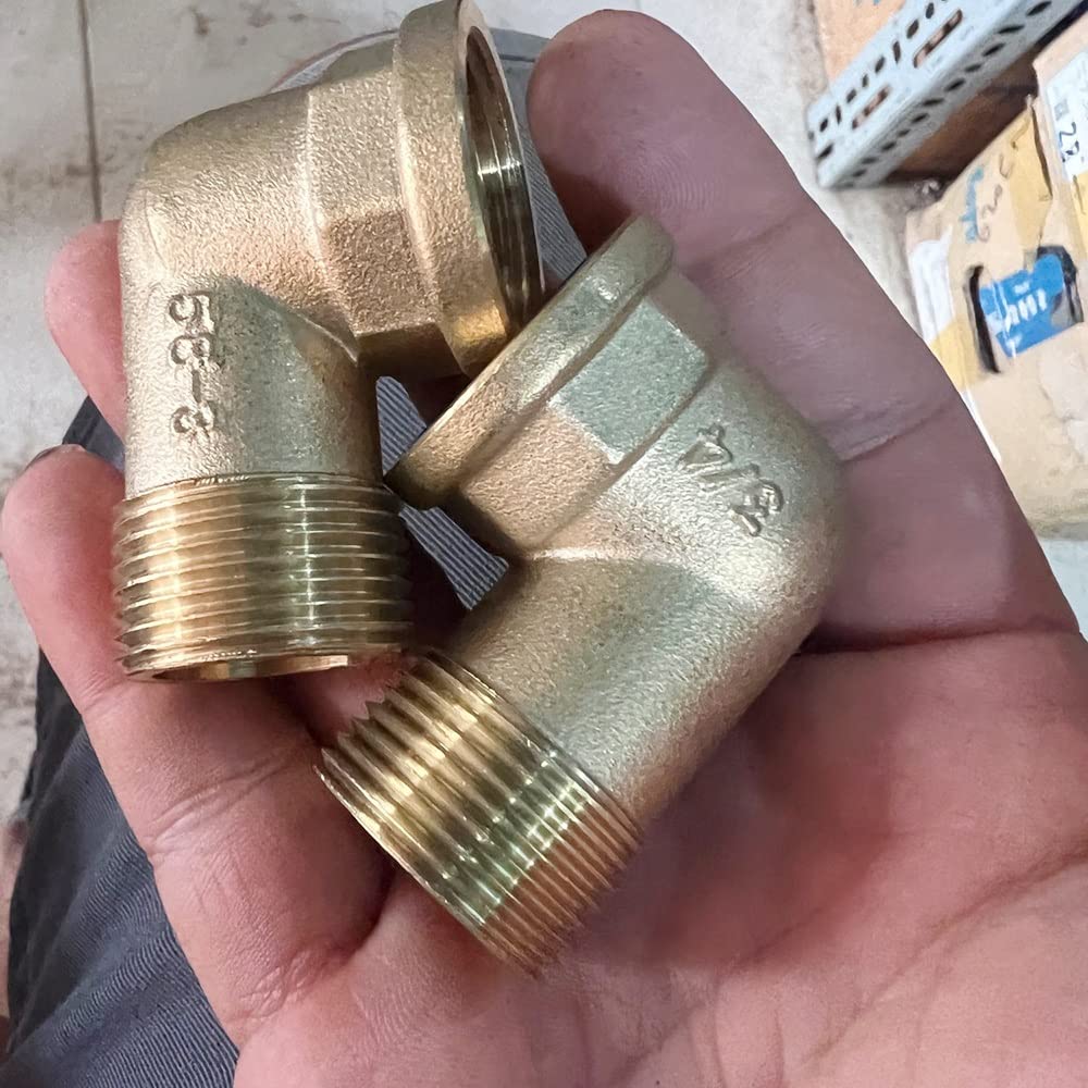 Trójnik mosiężny, kolanko - Adapter 2- i 3-kierunkowy do wody, gazu i oleju - Złącze z gwintem żeńskim męskim 1/8" do 3/4", 1 szt.(0.5In Copper)