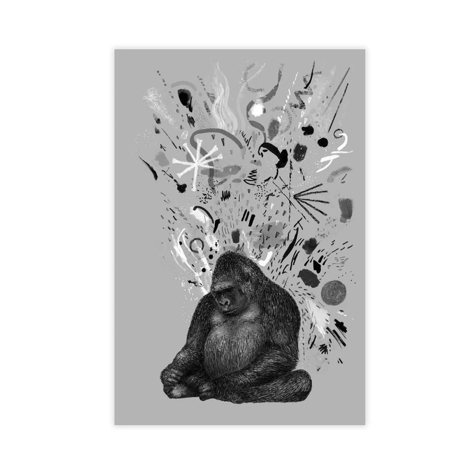 Bareronor Moody Gorilla Poster Canvas Poster Bedroom Decor Landscape Office Room Decor Gift 16" L X 24" W