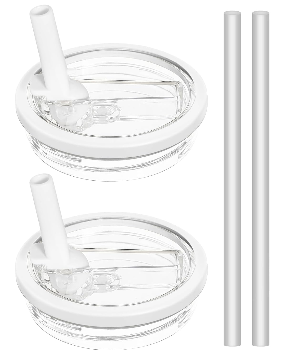 Stanley 40 oz Tumbler Flip Straw Lid Replacement - Leak-Proof, Splash Resistant - 2 Pack (White)