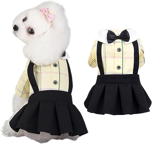 Miniatura 9 de Overol azul para perros y parejas, pantalones de vestir a cuadros, para cachorros, ropa para perros pequeños y medianos y gatos para fiesta de