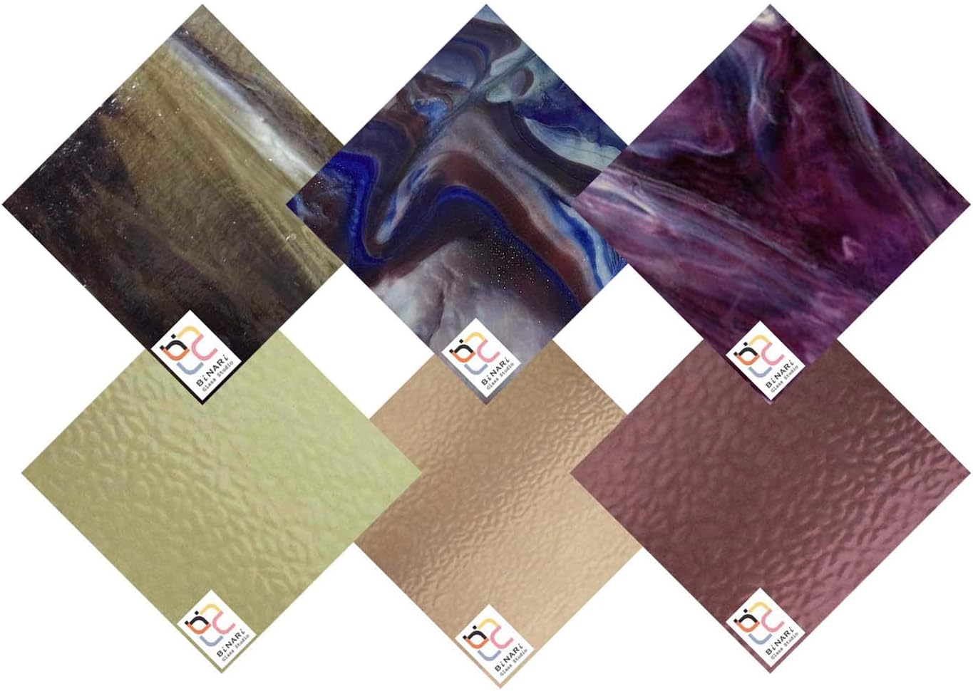 Wissmach 6 Sheet Mixed Color Variety Stained Glass Pack and Mosaic Glass, Purple, (8"X6") by BiNARi Glass Studio