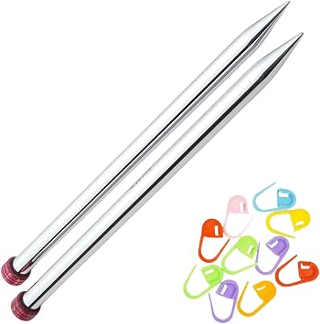 KnitPro Nova Straight Knitting Needles 14 inch, Size 5 35cm, 3.75mm with 10 Colorful Stitch Markers