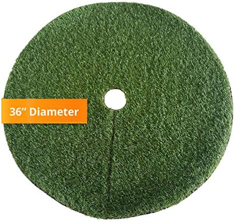 Zen Garden Artificial Grass Christmas Tree Skirt w/Anti-Slip Rubber Base (36" Diameter) | Realistic Synthetic Round Grass Rug | Indoor & Outdoor Xmas Tree Skirts | Unique Holiday Decorations (Green)