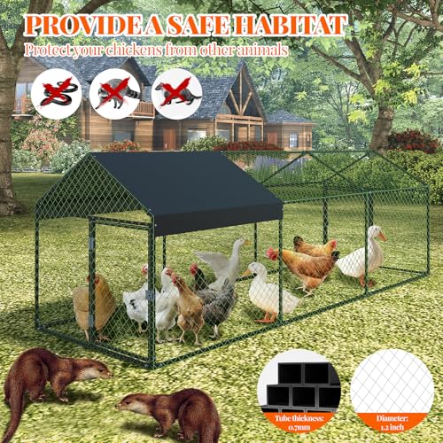 Large Metal Chicken Coop, Chicken Runs for Yard with Waterproof and Anti-Uv Cover, Portable Chicken Coop for Outdoor Chicken Rabbit Duck, Black, 120 in ×40 in×40 in by GarveeLife - Image 7