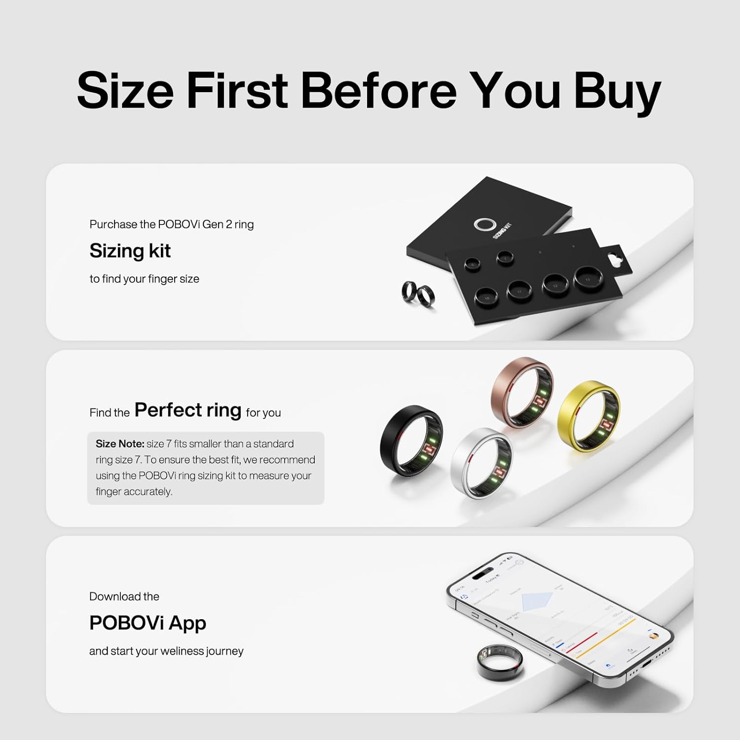 POBOVi Gen 2 Titanium Smart Ring for Women & Men, Sleep & Heart Rate Tracker, No Subscription, Size Before You Buy (Black, 7) 3 615PRSdWrLL. AC SL1500