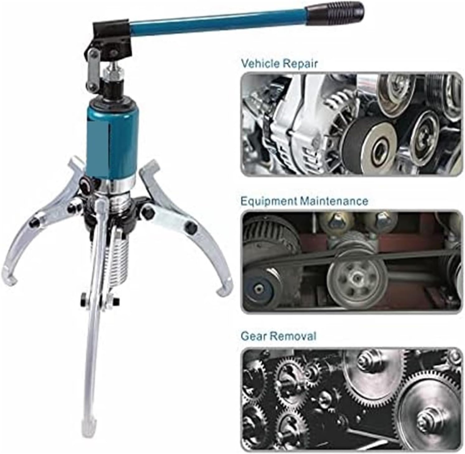 10 Inch Hydraulic Gear Puller, 5Ton Capacity 2 or 3 Jaw Wheel Bearing Pulling Separator with 3-in-1 Oil Tube Pump(5T Overall)