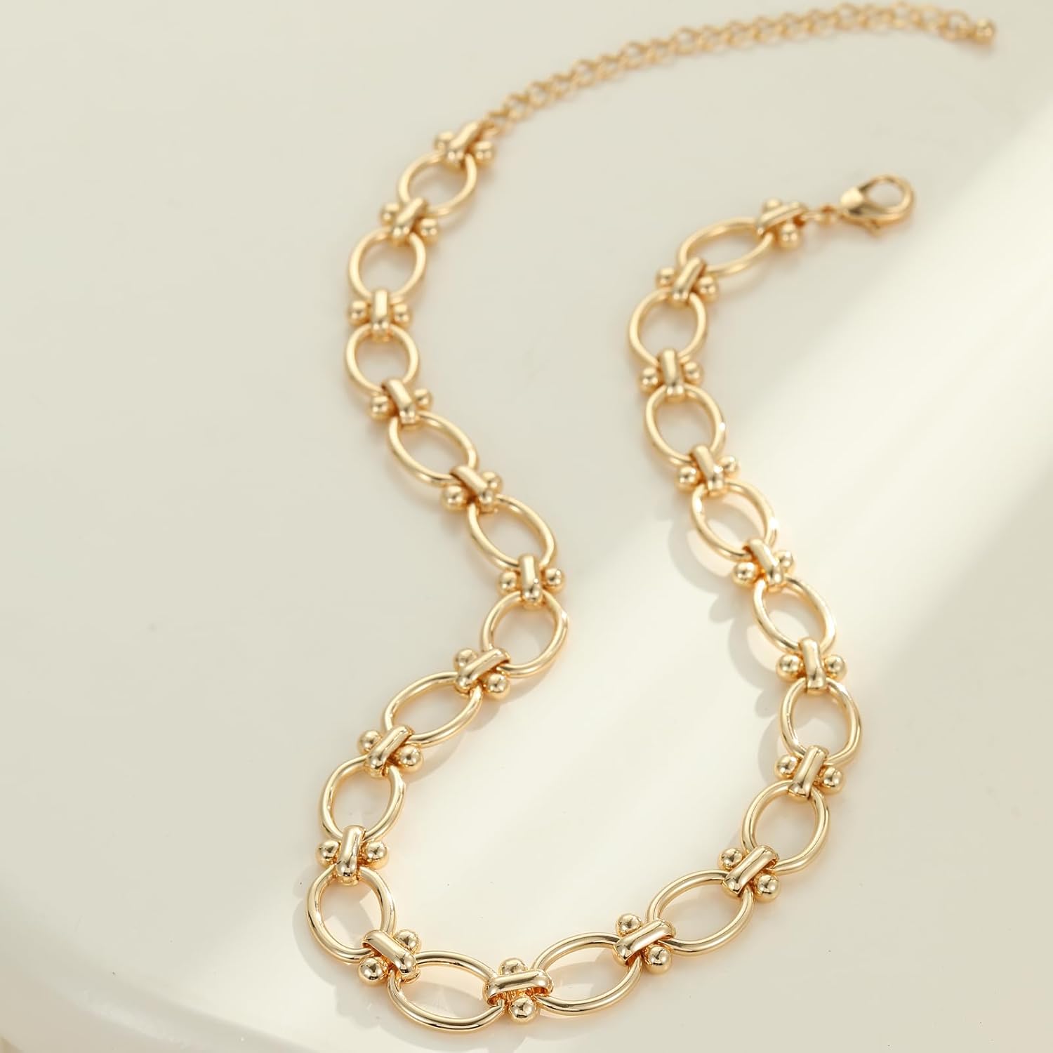 Chunky Necklace for Women 18K Gold Plated Statement Adjustable Thick Link Chains Paperclip Chain Choker Trendy Fashion Jewelry Gifts - Image 6