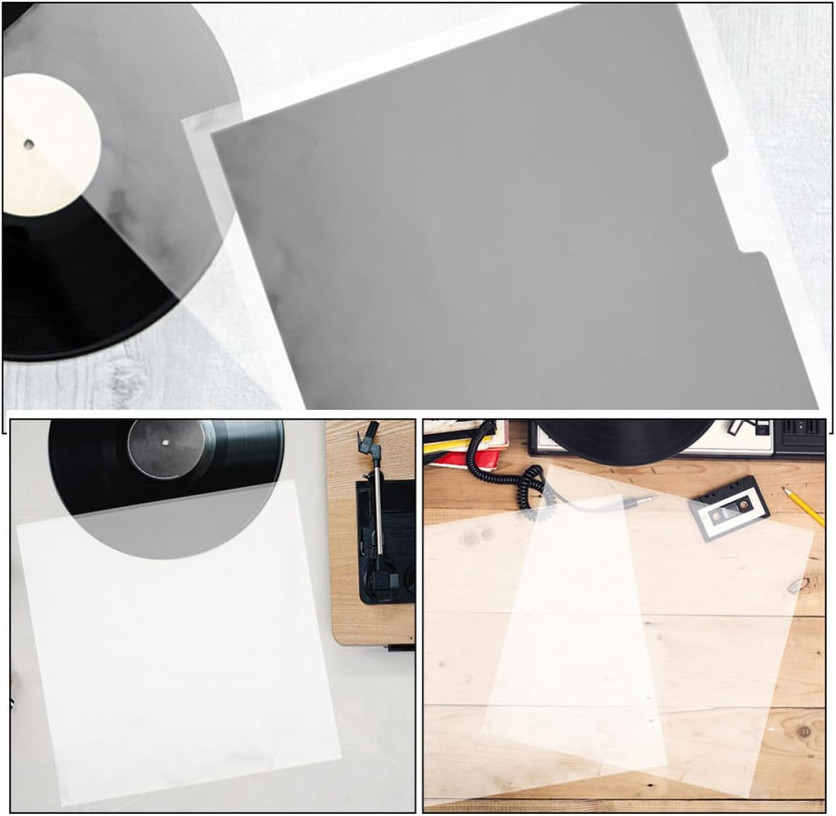Vinyl Sleeves Outer Record White 24pcs Covers Plastic | Lightweight Multifunctional Design, for Collection and Parties, Sleek Simple Elegant Style