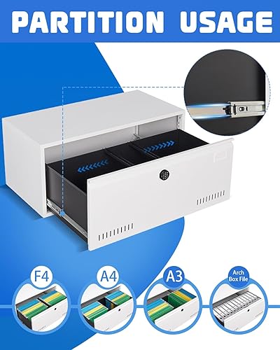 Miniatura 3 de KAER Archivador, archivador lateral de metal con cerradura, archivador electrónico, archivador de cajón grande, archivador para oficina en casa,