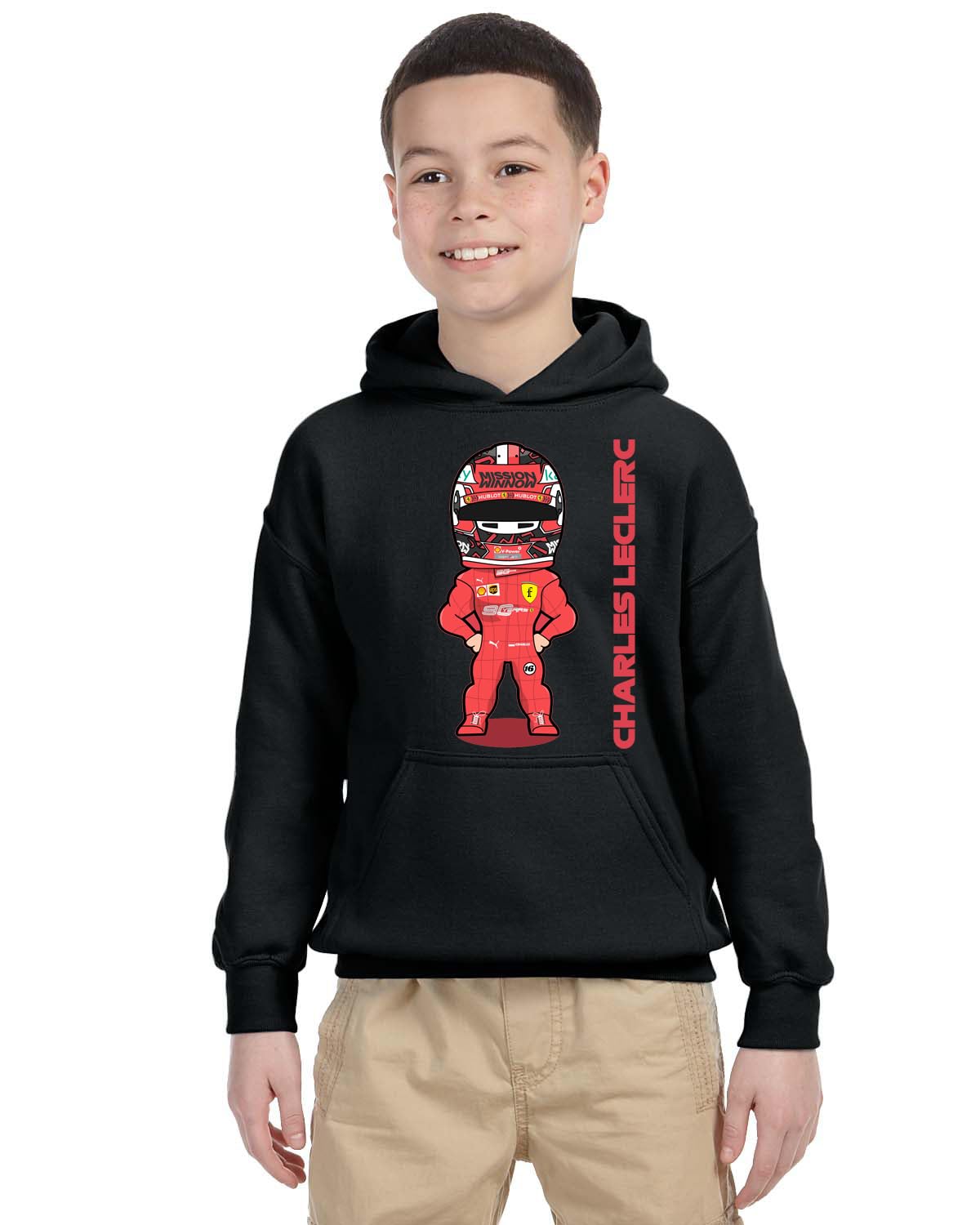 Felpa con Cappuccio Charles Leclerc 16 "Il predestinato 2026 Season Racing Team Unisex Taglie Bambino Bambina Ragazzi