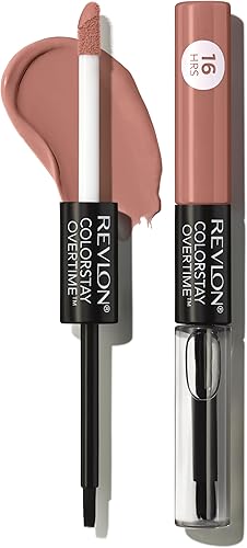 Batom líquido com brilho labial transparente da Revlon, maquiagem facial ColorStay, batom com ponta dupla com vitamina E em nude, nude não estobbalo (540), 2 g