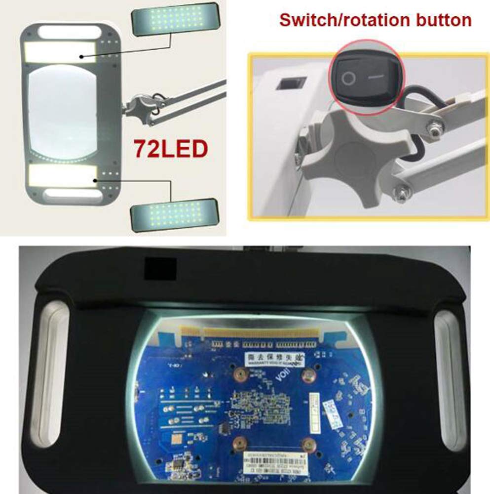 Lupa, Lupa de Escritorio LED 2 en 1 con Lente de 125 mm 5X 10X, luz Brillante, Herramienta de Aumento, Herramientas de reparación, Lupa, para Lectura, Manualidades, Trabajo, Reloj