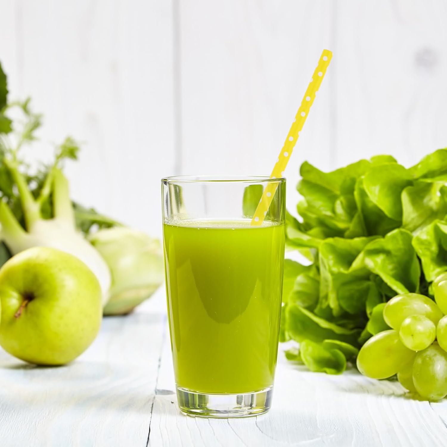 Yellow Paper Straws, Disposable Drinking Straws, 100Pcs of Lemonade Party Decorations for Party Supplies, Birthday, Wedding, Bridal Shower, Juice, Shakes, Smoothies, Buffet, Dinner, Bar - Image 5