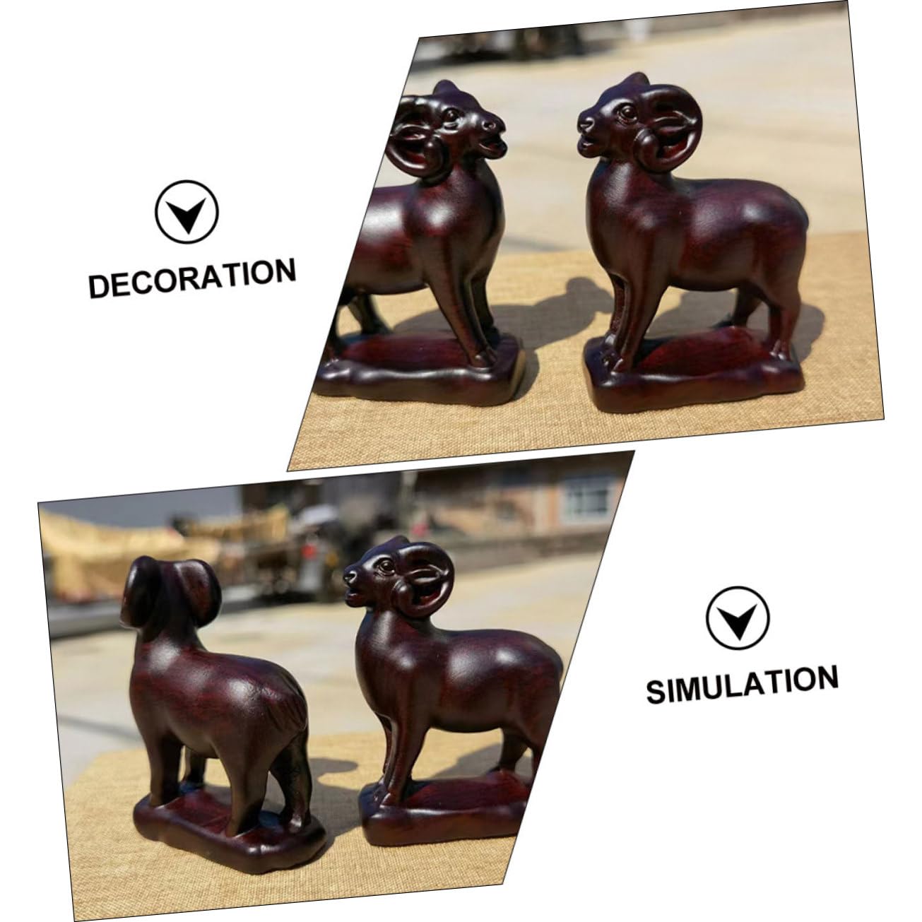 Toddmomy 2 Stück Holzziegenstatue als Wohndekoration und Schreibtisch Ziegenverzierung für Büro und Schlafzimmer mit Künstlerischer Atmosphäre und Dekorativem Ziegen Tierornament
