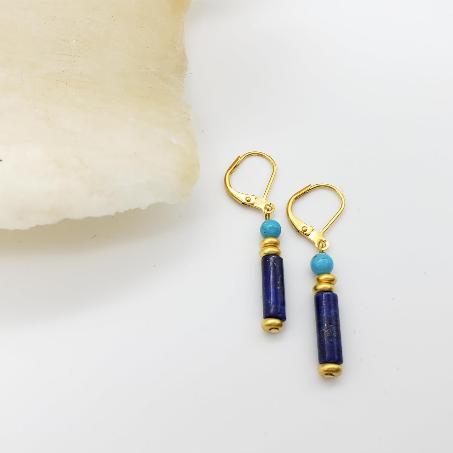 Egyptian Lapis and Turquoise Earrings