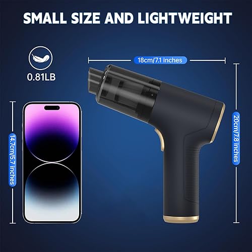Miniatura 7 de Aspiradora de mano portátil inalámbrica para automóvil, 12000 PA, mini aspiradora de alta potencia y plumero de aire, aspiradora de mano 4 en 1