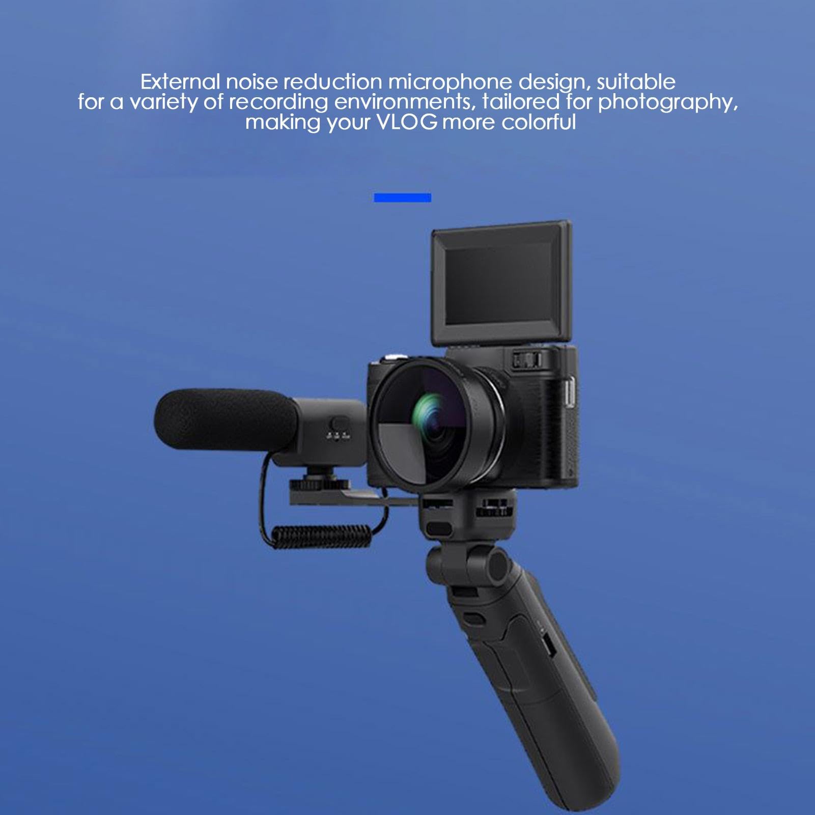 Camera da vlogging 4K, fotocamera 4K Ultra HD Camera digitale da viaggio da | Gira touch screen, videogioco anti-shake, telecomando, apparecchiatura di streaming live
