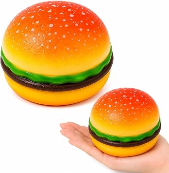 Squishy Hamburger Toy,3.15" Large Realistic Food Stress Relief Fidget Toy for Adults,Cute Sensory Squeeze Bun for Office Desk and Party Favors