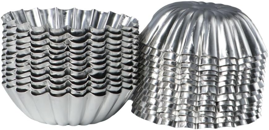 Leadigol 25Pcs Mini Aluminum Alloy Tart Molds, Mini Pie Tartlet Cupcake Cake Muffin Mould, Tin Pan Cake Muffin Mould Pan Non-stick Baking Tool