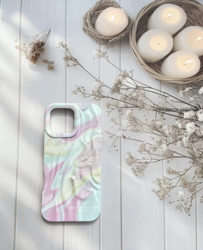 Image of COVERLY for iPhone 15 3D Premium Rainbow Pastel Swirl Design Phone Case, Luxury Texture Trendy Retro Cute Colorful Artistic Cool Pattern -Aesthetic Shades Love Heart Princess Cover for Apple iPhone 15