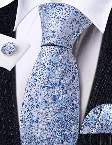 Image of Barry.Wang Paisley Tie Fashion Set Hanky Cufflinks Neckties for Men Woven Silk