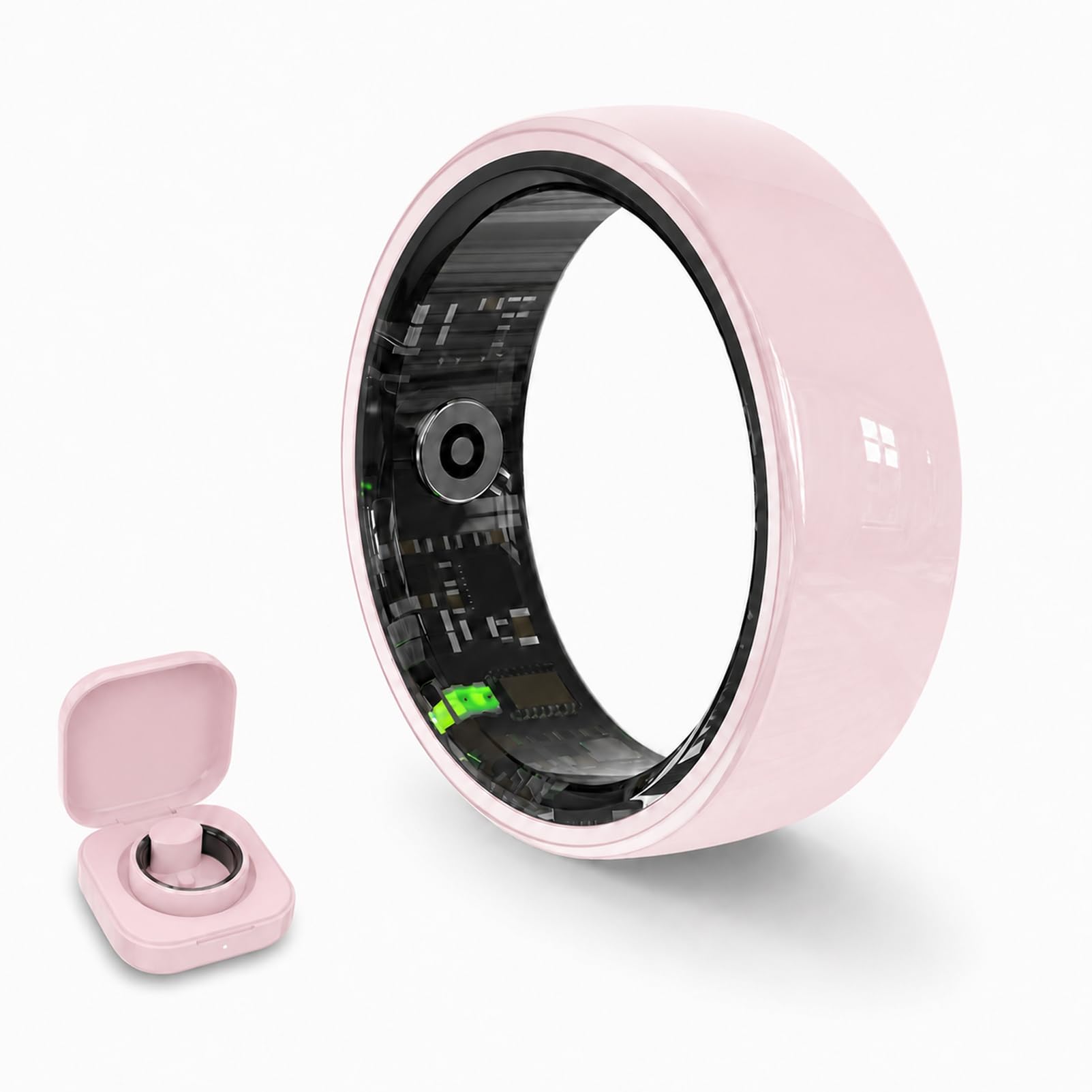 Photo 1 of Sqrutri Ceramic Pink Smart Ring for Women & Men, Health Tracker, Pink 7