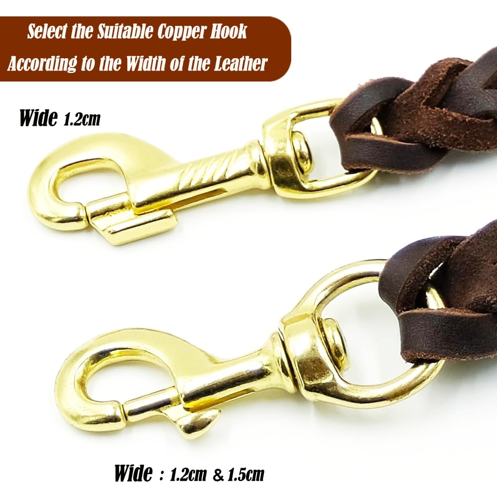 BJEBWAL 12INCH Leather Dog Lead - Short Braided Genuine Leather Lead - Dog Training Lead - Dog Walking Lead (Retro Style, 2FT-1/2"W) - Image 3