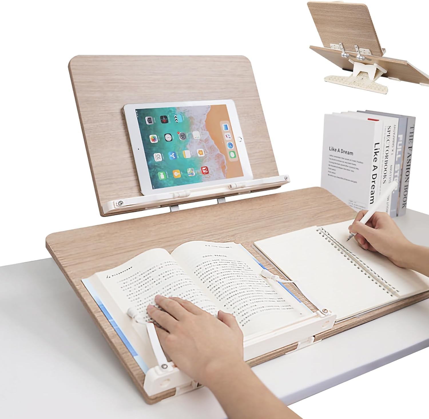 Amazon | KCNNクリップライト付き 傾斜台 勉強 卓上 勤務 書見台 学習