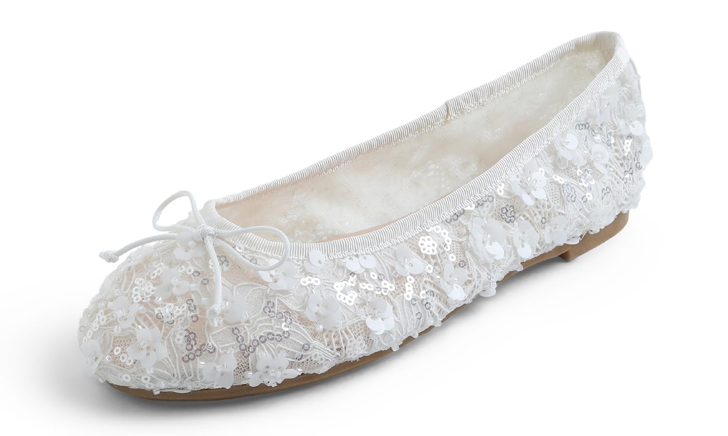 Feversole Round Sequin Ballerina,Damen Profilsohle Pailletten Ballerina