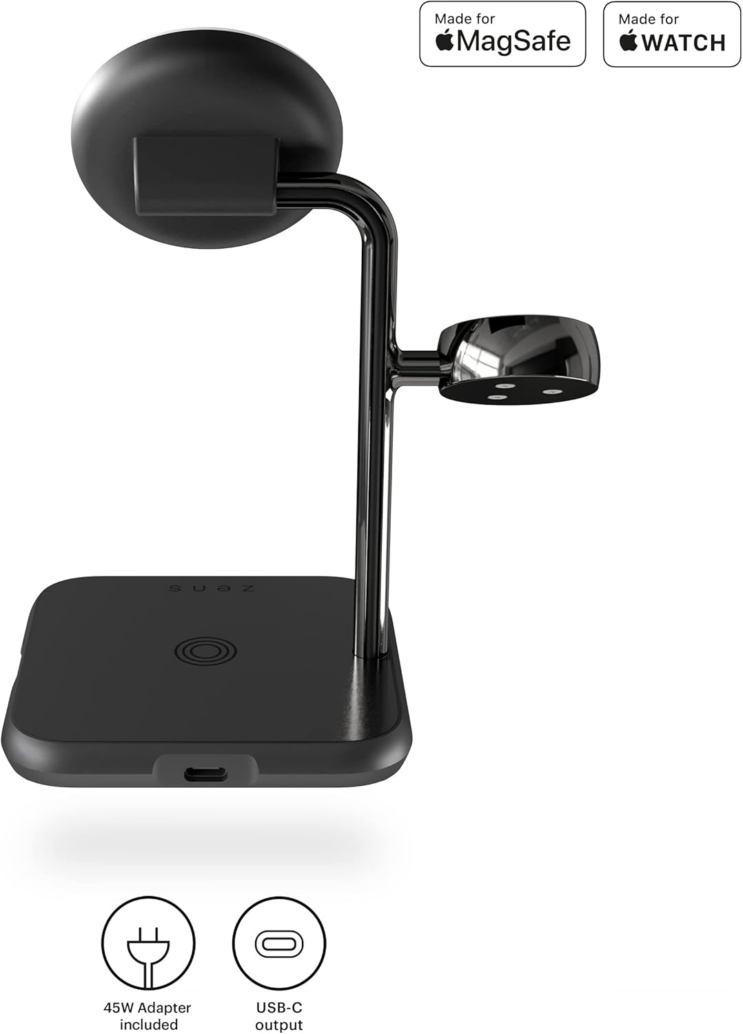 Lato view of the ZENS 4-in-1 charging station showing the 18W USB-C output port.