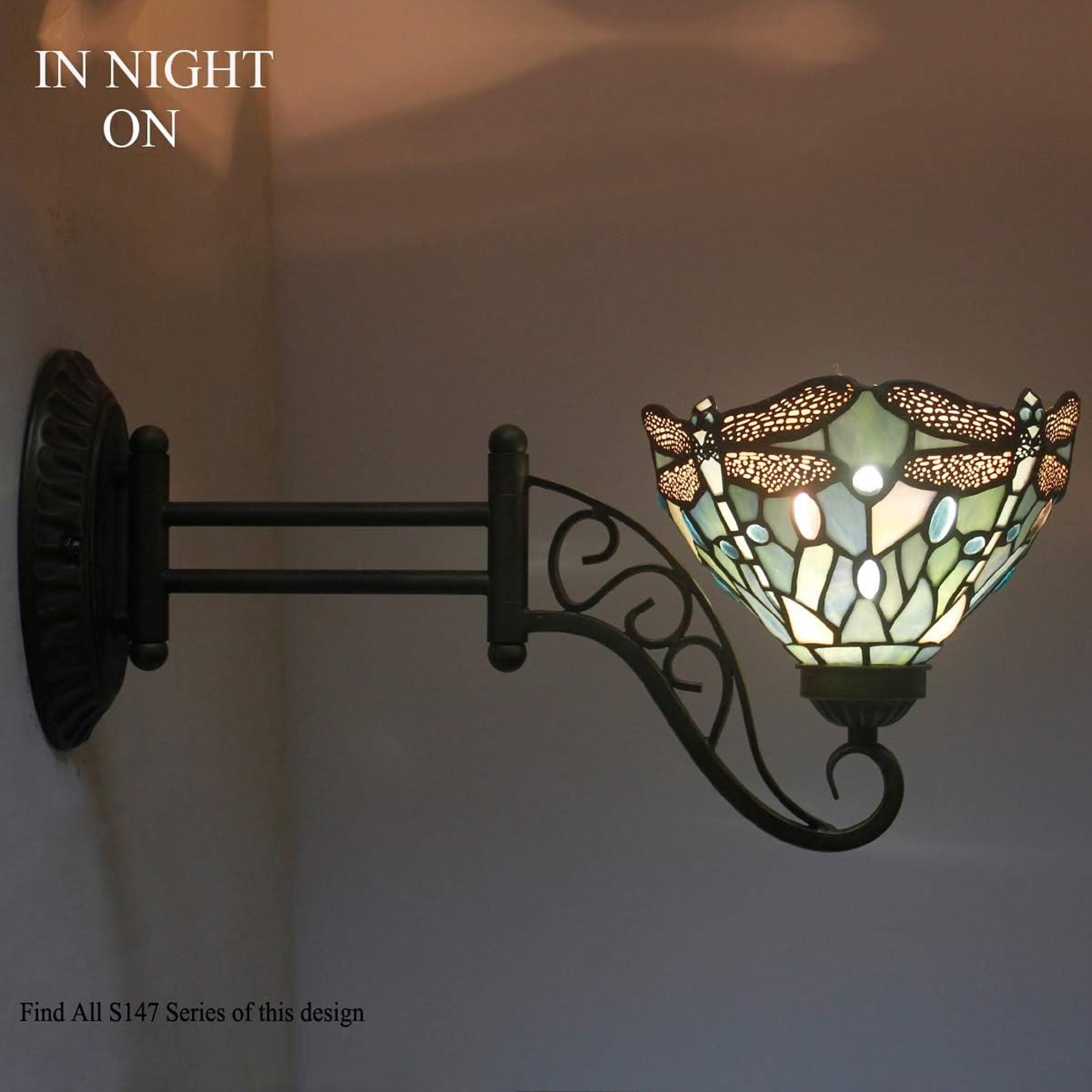 WERFACTORY Tiffany Wall Sconce Lamp Plug in Swing Arm Up Down
