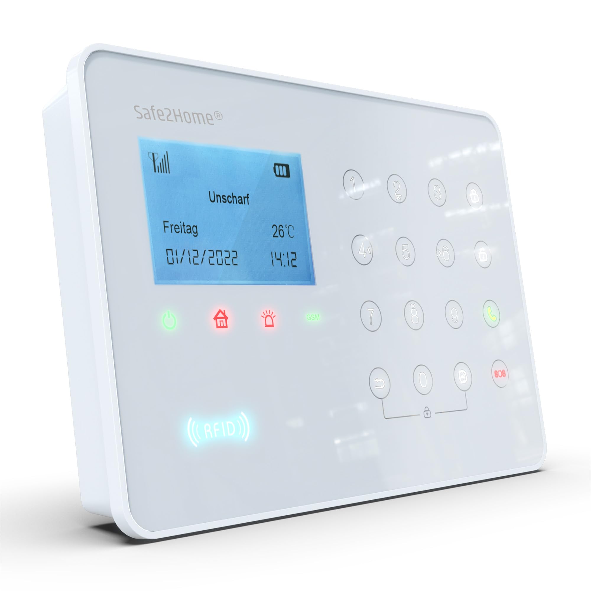 Safe2Home® Funk Alarmanlagen Set SP110 mit Sabotageschutz Solar Sirene - deutsch - LTE Alarmsystem SMS Alarmierung - Alarmanlagen fürs Haus Büro inkl. Zubehör Sensoren - Alarmsystem